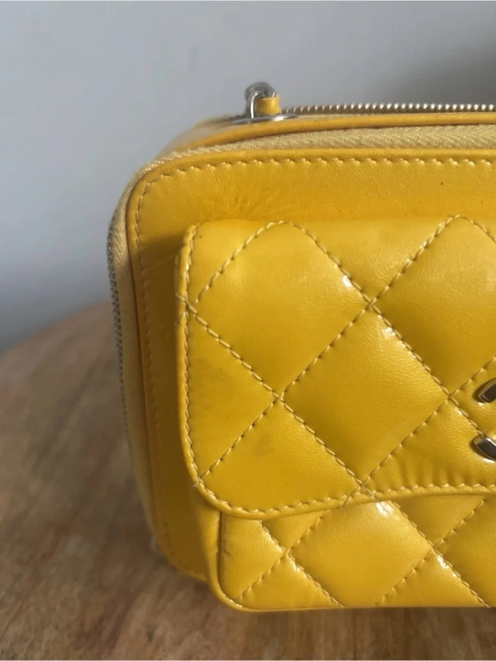 CHANEL Yellow Quilted Leather Crossbody Camera Bag